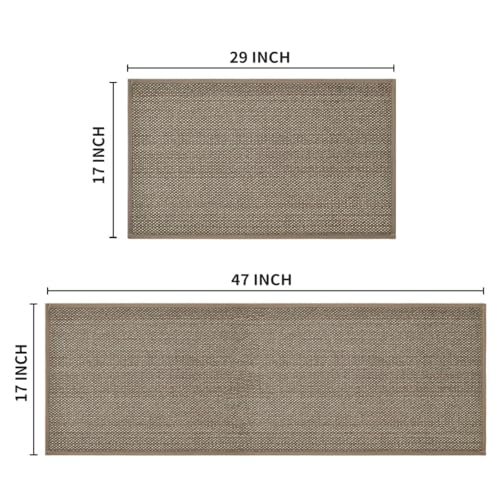 Artoid Mode Non Skid Kitchen Rugs and Mats Set of 2-17x29 + 17x47 - color: Beige Grey, size: 17" x 29" /17" x 47"