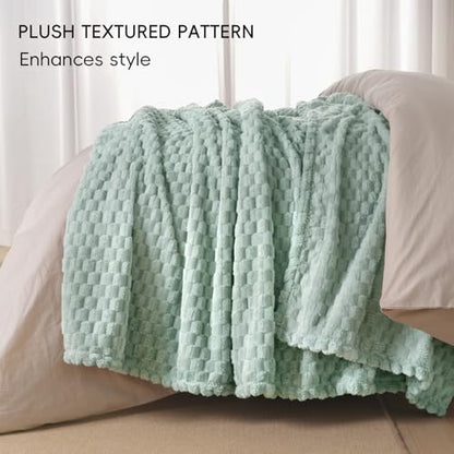 PHF Soft Cozy Fleece Blanket Twin, 340GSM Lightweight Warmth, Sage Green - color: Sage Green, size: Twin(66"x90")