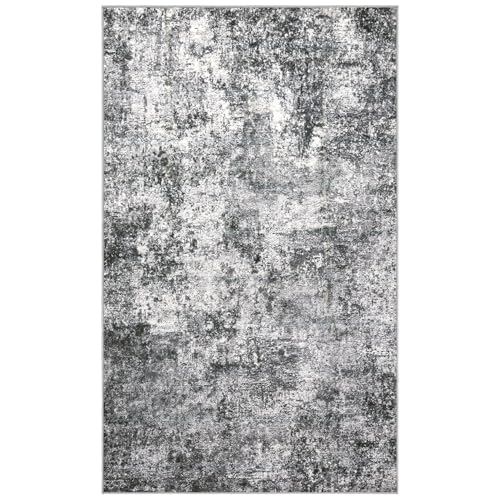 DMOYEST 3x5 Entryway Area Rug Washable Abstract Grey Small Carpet - color: Grey, size: 3' x 5' (Rectangular)