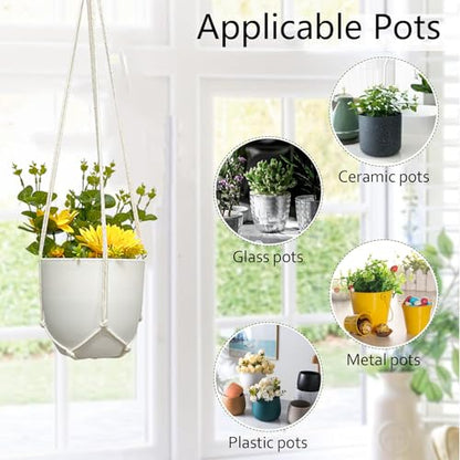 Macrame Plant Hanger 5 Pack Hanging Planters for Indoor Plants for Window,Ceiling Crochet Handmade Hanging Plant Holder Planter Hanging Baskets for Boho Home Decor Set