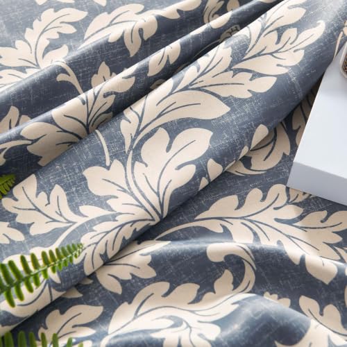 jinchan Blue Floral Curtains 84 Inch Room Darkening Grommet 2 Panels - color: Blue, size: 50"W x 84"L (Pack of 2)