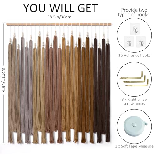 Macrame Wall Hanging Large Boho Home Decor Aesthetic Modern Chic Wall Art - color: Brown