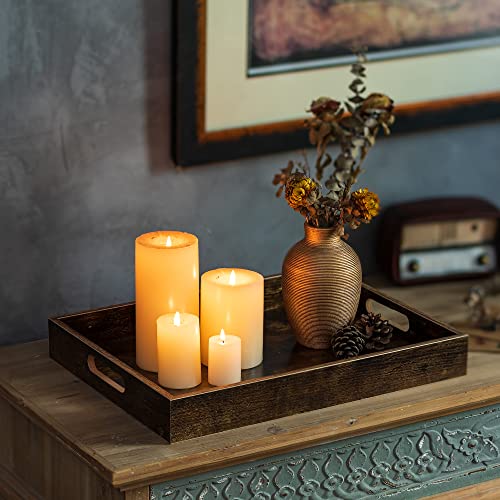 Hanobe Decorative Coffee Table Tray for Home Decor with Handle - size: 15.8" x 11.8" x 2"