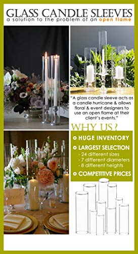 CYS EXCEL 2 PCS (H:24" D:4") Open Ended Glass Hurricane Candleholder Tube Shade | Open Flame Candle Chimney Tube Cover | Bottomless Cylinder - size: 4" wide x 24" tall