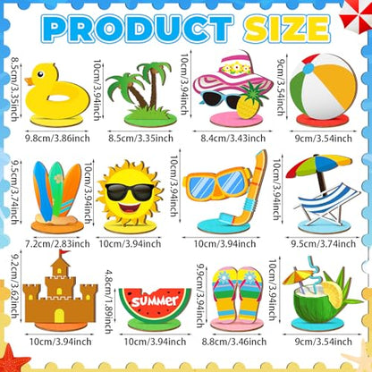 Marsui 12 Pcs Summer Wooden Table Decorations Tropical Beach Centerpieces - style: Summer