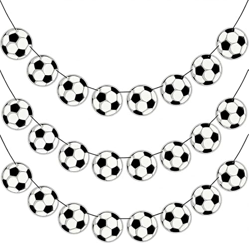 Soccer Birthday Party Decorations - 24PCS Soccer Party Banners for 2026 World Soccer Cup Merchandise | Soccer Party Decorations Hanging Backdrop for Birthday Party Home Classroom Favor Supplies Decor - color: Black White