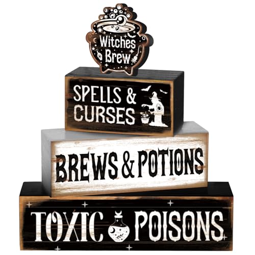 4 Pcs Halloween Tiered Tray Decor Witches Brew Centerpiece for Table - style: Witches Brew