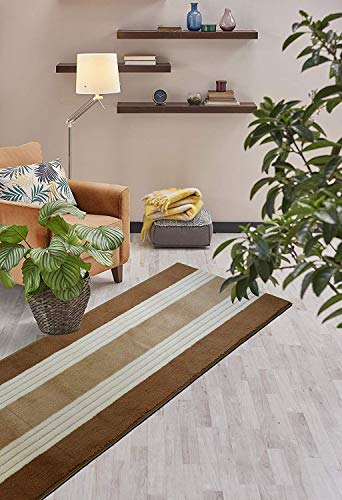 Custom Size Hallway Runner Rug, Slip Resistant, 26 Inch Wide X Your Choice of Length, Lines Beige, 26 Inch X 2 Feet, Doormat Size - color: Beige Lines, size: 2'2" x 2' (Rectangular)