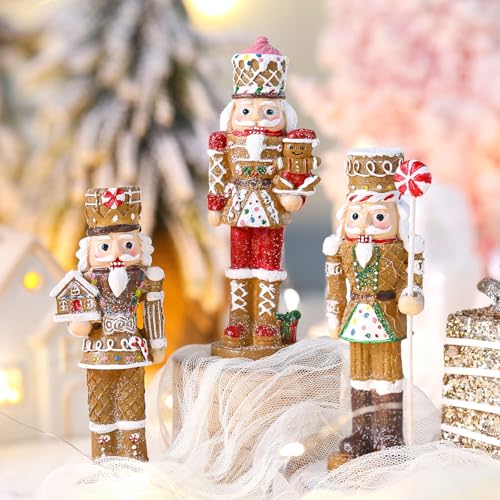 Simgoing 3 Pcs Gingerbread Nutcracker Figures Resin Christmas Nutcracker - color: Gingerbread Nutcracker, size: 5 Inch