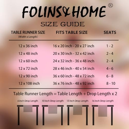 FOLINS&HOME 2 Pack Pink Waterproof Table Runner 108 Inches Long - color: Pink, size: 12" x 108" (2 Pcs)