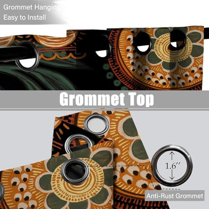 Tyrot Black Floral Grommet Blackout Curtains, 52W x 84L, 2 Panels - color: Crimson Shadow, size: 52"W x 84"L (Pack of 2)