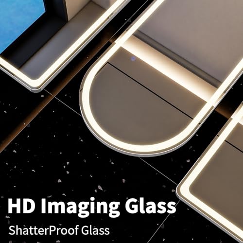 VooBang 71"x26" LED Arched Mirror Full Length with Dimmable Lights - color: White, size: 71"L x 26"W