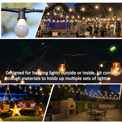 String Light Hanging Kit, All-Black Globe String Lights Suspension - size: 3/16 In. X 100 FT.