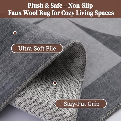 ThreadGlobe Abstract 5x7 Area Rugs Modern Geometric for Living Room, Grey - color: Grey Geometry, size: 5' x 7'