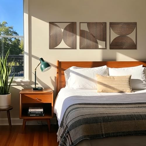 Yerliker 3 Pcs Modern Wall Decor, Mid Century, 11.8 x 11.8 x 0.2 Inch - size: 11.8 x 11.8 x 0.2 Inch, style: Mid Century