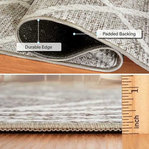 ReaLife Rugs Machine Washable Area Rug Runner - Living Room Bedroom Bathroom Kitchen Entryway Office - Padded Low Pile Stain Resistant Premium - Boho Modern Farmhouse - Tessa - Beige Ivory 3' x 5' - color: Tessa - Beige Ivory, size: 3' x 5' (Rectangular)