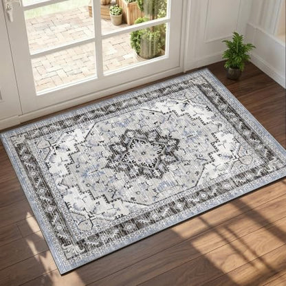 Area Rugs Small 2x3 Washable Non-Slip Boho Indoor Carpets, Blue Grey - color: Blue Grey, size: 2' x 3' (Rectangular)