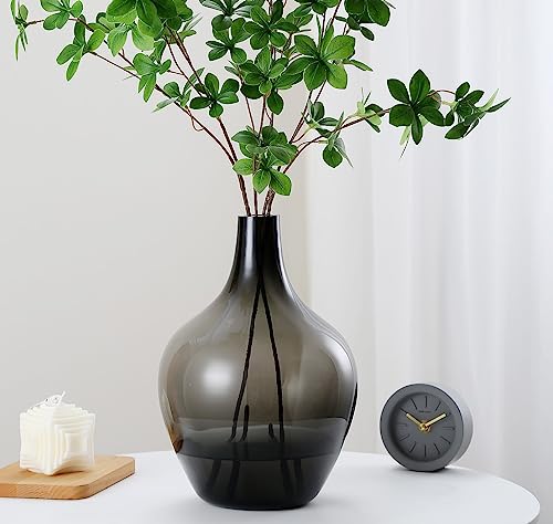 Gray Black Glass Vase - 12" Smoked Glass Vase | Large Black Jar, Modern Balloon Demijohn for Decor Living Room, Jarrones Decorativos Para Sala, Modern Home Decor - color: Gray, size: Medium