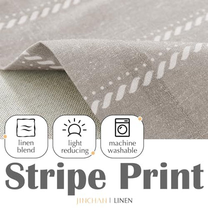 jinchan Striped Linen Valance Taupe Gray Farmhouse 18 Inch 1 Panel - color: Nautical Striped Taupe Gray, size: 50"W x 18"L (Pack of 1)