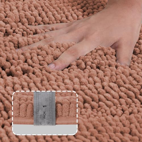 Turquoize Small Bathroom Rug 17x24, Absorbent Chenille Bath Rug, Muted Clay - color: Muted Clay, size: 17" x 24"