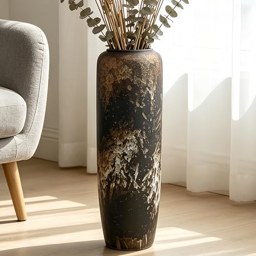 Rustic Ceramic Floor Vase, 24 Inch, Clay Farmhouse Large Decor - size: 23.6 Inch
