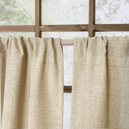 Faux Linen Cafe Curtains for Windows, 45 Inch Length, Khaki Tan, Set of 2 - color: Khaki Tan, size: 27"W x 45"L (Pack of 2)