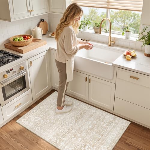 Soalmost 2x3 Area Rugs for Entryway, Washable Neutral Soft Rug Beige - color: Beige, size: 2' x 3' (Rectangular)