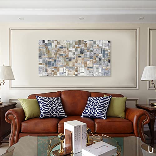 yearainn Large Abstract Canvas Wall Art for Living Room Wall Decor Geometric Patterns Prints Artwork Brown Grey Indigo Rectangle Canvas Pictures Home Office Wall Decorations Ready to Hang 24" X 48" - color: Brown Grey Blue Abstract, size: 48"L x 24"W
