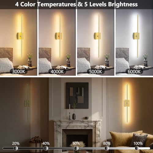 Eneru Battery Operated Wall Sconces Set of 2, Gold Wireless LED Wall Light - color: Gold, size: 2 Pack