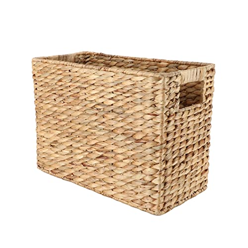 YAHUAN Natural Water Hyacinth Storage Basket with Built-in Handles Stair Basket Magazine Basket Large Wicker Baskets for storage Home Organizing Laundry (Water Hyacinth)