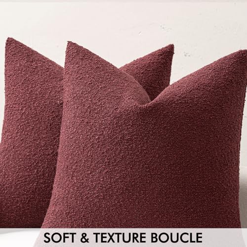 MIULEE Christmas Textured Boucle Lumbar Pillow Cover for Bed 12x20 Burgundy Red - color: Burgundy Red, size: 20" x 12" (Pack of 1)