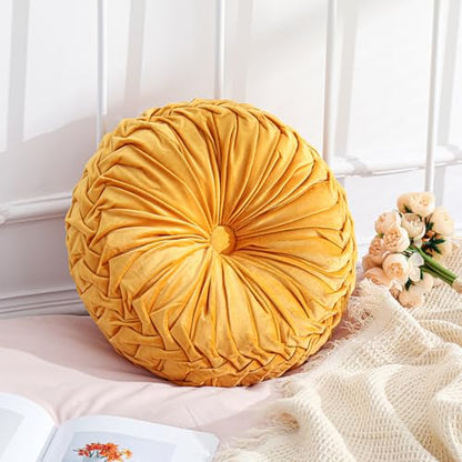 Drydiet 1 Pcs Round Pumpkin Throw Pillow Fall Pillow(Yellow,15'') - color: Yellow, size: 15''