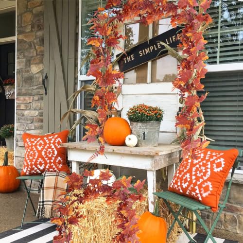 RECUTMS 2Pc Fall Maple Leaves Vines with Boston Fern Eucalyptus Leaf 5.74FT - color: 2pcs Fall Maple Boston Garlands