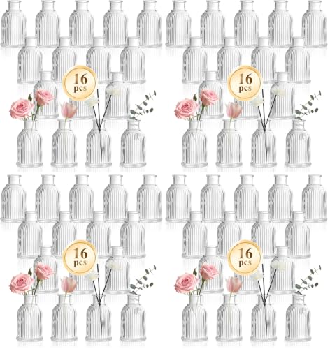 DomeStar 16PCS 3.8 Inch Small Bud Vases for Flowers, Glass Flower Vase Bulk for Table Centerpieces Suitable for Modern Wedding Reception Baby Shower Table Decorations (Pack of 4) - size: Small (Pack of 4)