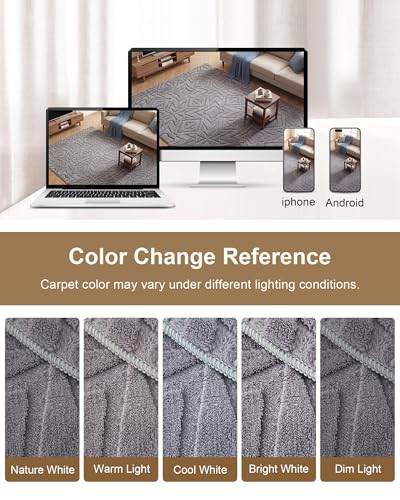 Carvapet 5x7 Area Rug Dark Gray Geometric Washable High Low Pile Carpet - color: Geometric Dark Gray, size: 5' x 7' Rectangular