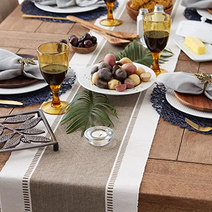 DII Dobby Stripe Table Runner, 13x72, Brown & Cream Background - color: Brown, size: 13x72"