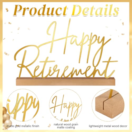 Yaocom 13.78 Inch Happy Retirement Table Decorations, Metal Tabletop Sign - style: Retirement