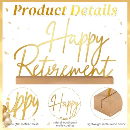 Yaocom 13.78 Inch Happy Retirement Table Decorations, Metal Tabletop Sign - style: Retirement