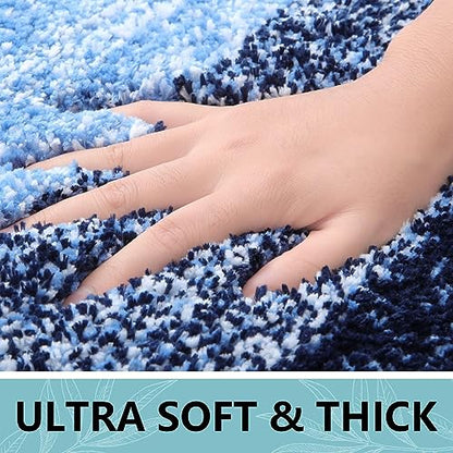Arotive Microfiber Bathroom Rugs, Shaggy Soft Absorbent Bath Rug, 47x20 - color: Blue, size: 47" X 20"