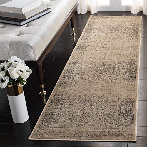SAFAVIEH Vintage Collection Runner Rug - 2'2" x 10', Warm Beige, Oriental Medallion Distressed Viscose Design, Ideal for High Traffic Areas in Living Room, Bedroom (VTG113-660) - color: Warm Beige, size: 2'2" x 10' (Runner)