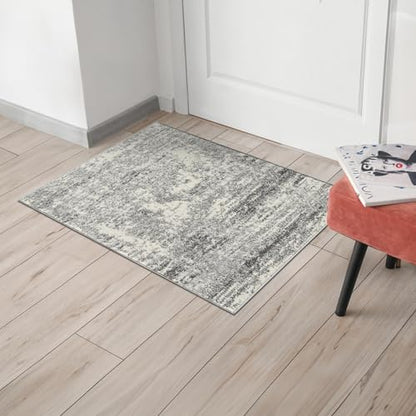 Keen Home Design Abstract Non-Shedding Entryway Rug, Soft Thick Pile, 2x3 - color: Abstract Cream/Grey, size: 2' x 3' (Rectangular)