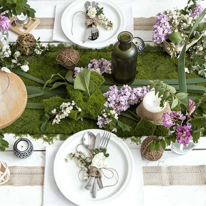 Fake Moss Table Runner for Decor, 12" x 71" Soft Fluffy Faux Moss Mat, Artificia Dark Green Moss Roll Fake Grass for Crafts, Fairy Garden, Enchanted Forest, Wedding, Party, DIY Table Centerpieces - size: 12" x 71"