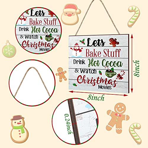 Blulu Christmas Wooden Sign Hot Cocoa Baking Quote Hanging Plaque,Classic - color: Wood
