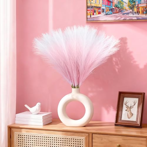TORONTOKYO 50Pcs 21.6'' Pink Pampas Grass, Faux Pampas Grass Vase Filler - color: Pink, size: 21.6inch-50Pcs