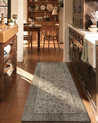 DEXI Kitchen Floor Mats Cushioned Anti Fatigue Runner Rug, 24x87 Brown - color: Mottled Brown, size: 87"L x 24"W x 0.4"Th