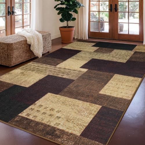 Modern Geometric 8x10 Area Rugs for Living Room, Red Easy Jute Washable Rug - color: Red, size: 8x10ft