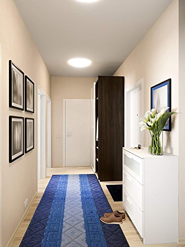 3 Ft Blue Entryway Kitchen Bath Rug Mat, Custom Size, Non Slip Washable - color: Blue Meander, size: 2'2" x 3' (Rectangular)
