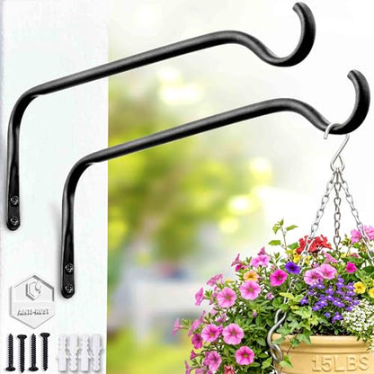 Lifyzoon Plant Hanger Brackets, 12 Inch 2-Pack Metal Hanging Wall Hooks - size: 12Inch-2Pack