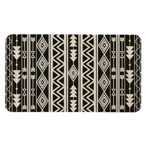 Black Boho Kitchen Mats Non Slip Black and White Farmhouse Kitchen Rugs Bohemia Home Decor Low-Profile Washable Floor Mat 30x17 Inch - color: Boho Kitchen Mat-02, size: 30x17 inch