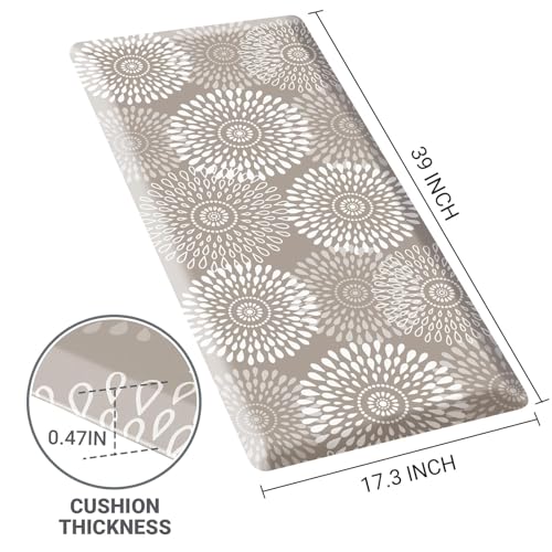 Kitchen Mat Water-Resistant Kitchen Rugs Cushioned Anti-Fatigue Floor Mat - color: Khaki, size: 39"L x 17.3"W x 0.5"Th